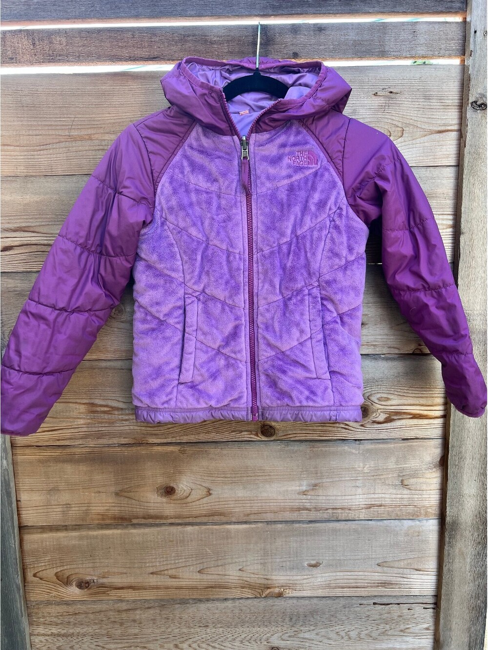 The North Face Girls' Small (7/8) Purple Fleece and Polyester Hooded Jacket